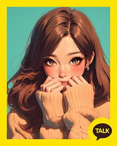 A Girl Wearing Brown Knit 카카오톡 테마 카톡테마 무료 다운로드