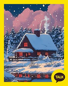 A Snowy Town Under A Red Full Moon 카카오톡 테마 카톡테마 무료 다운로드