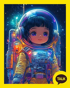 A Space Girl In Rainbow Clouds 카카오톡 테마 카톡테마 무료 다운로드