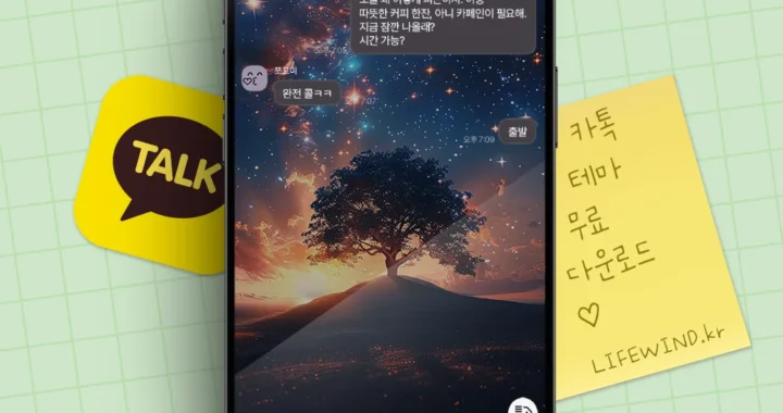 카톡테마 : 붉은 별빛들 아래의 느티나무 무료다운로드